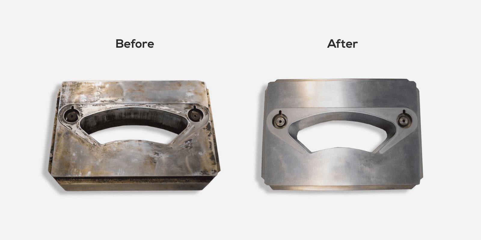 Before and after ultrasonic cleaning