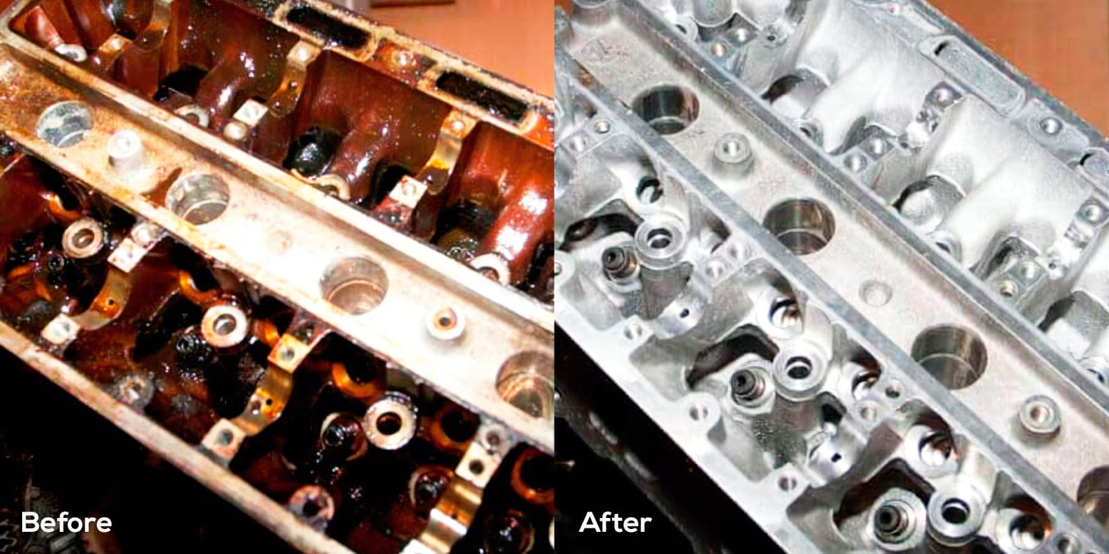 Automotive ultrasonic cleaning - before and after